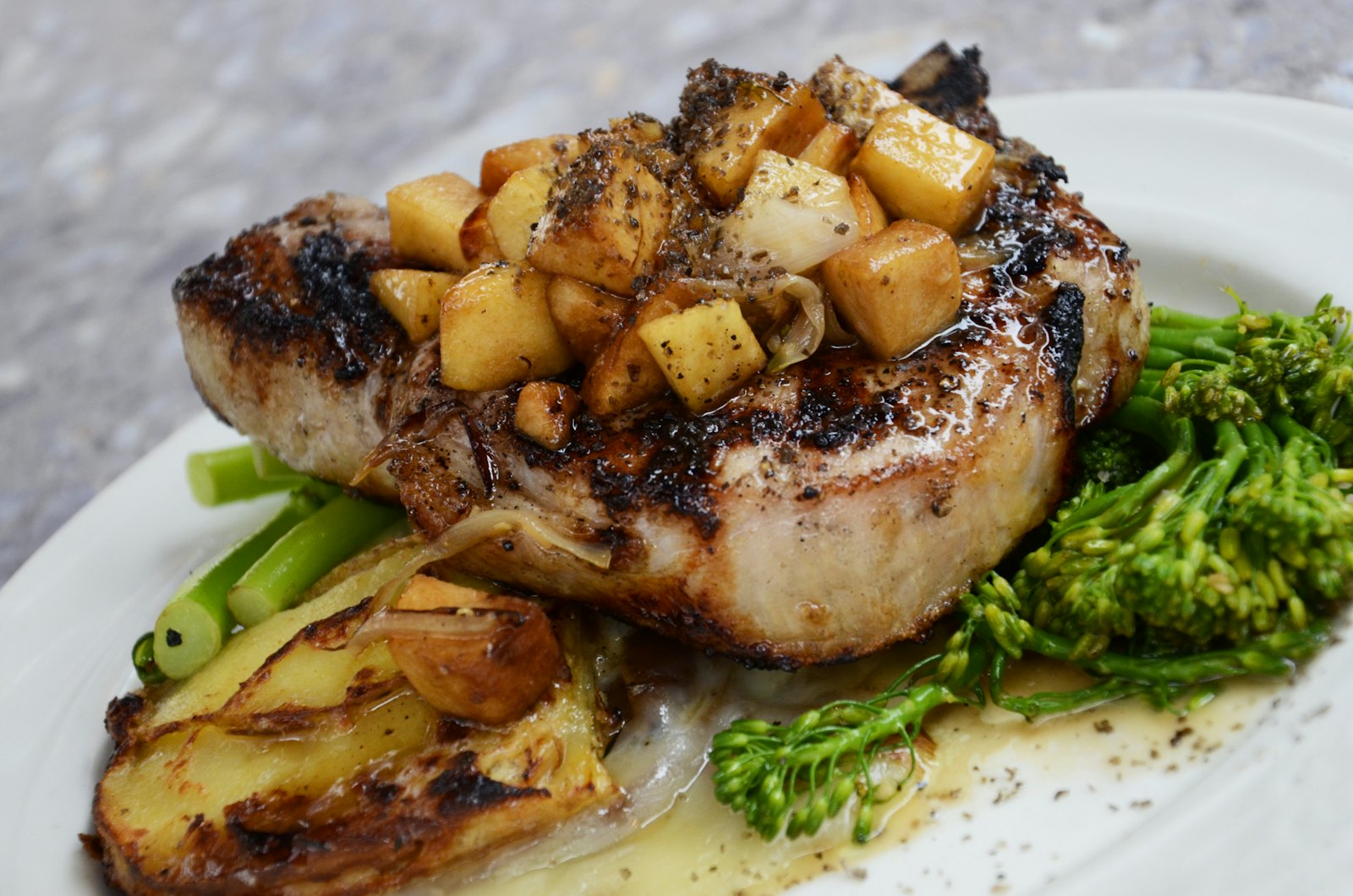 A plated pork dish